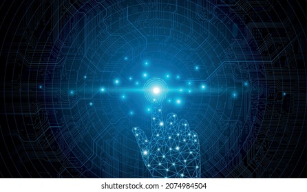 Experience the technology of the future.Futuristic fingerprint.Circuit security style.Biometric data security.Digital identify. Touch the future.