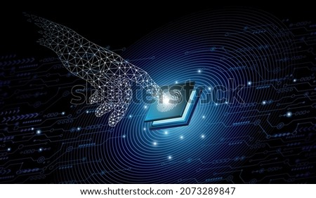 Experience the technology of the future.Futuristic fingerprint.Circuit security style.Biometric data security.Digital identify. Touch the future.