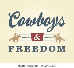 Experience the untamed beauty of the American West through our striking typographic illustration, "Cowboys and Freedom." This design pays homage to the freedom of the cowboy lifestyle.