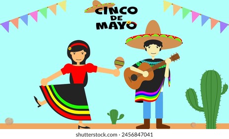 Experience the vibrant celebration of Cinco de Mayo with this festive vector illustration. Dive into the colorful fiesta and cultural richness of this iconic Mexican holiday.