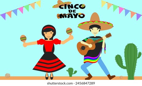 Experience the vibrant celebration of Cinco de Mayo with this festive vector illustration. Dive into the colorful fiesta and cultural richness of this iconic Mexican holiday.