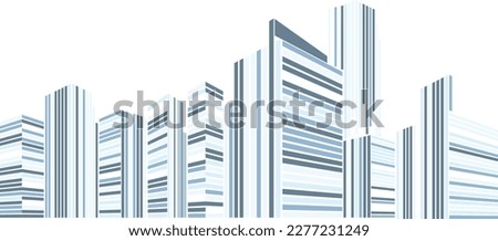 Experience the vibrant energy of a cityscape captured in a stunning vector. The scene is alive with towering skyscrapers reaching towards the sky, each with its unique architecture and character.