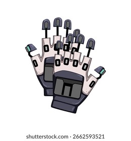 Experiencia VR Guantes de dibujos animados. Realidad virtual, movimiento de interacción, control de precisión Experiencia VR Guantes Signo. símbolo aislado Ilustración vectorial