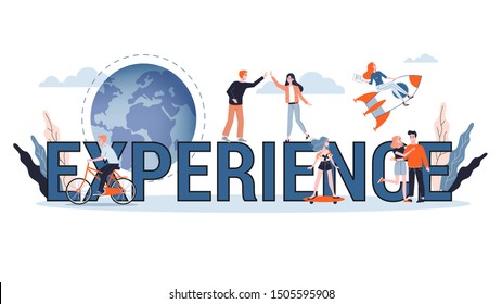 Experience web banner concept. Idea of business and self development. Flat vector illustration