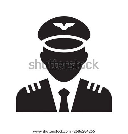 Experienced airline pilot in uniform and cap ready for aircraft flight captain of airplane responsible for safe air travel and transportation icon