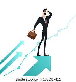 
An experienced businessman is looking for new ways of business development.
Infographics .vector image