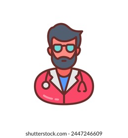 Icono de Doctor experimentado en Vector. Logotipo
