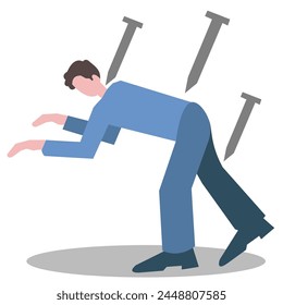 experienced failure. stressed businessman. business losses. anxiety due to workload. too much pressure. suitable for business themes. flat vector illustration