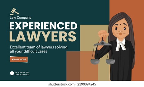 Experienced lawyers landscape banner design template.