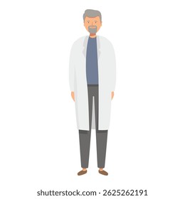 Experienced medical professional with grey hair and beard smiling in a healthcare setting