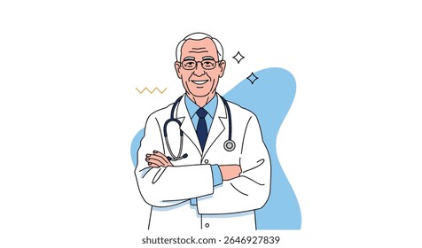 Médico experiente com um comportamento amigável oferece consultoria e cuidados médicos especializados