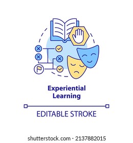 Experiential Learning Concept Icon. Adult Education Theories And Forms Abstract Idea Thin Line Illustration. Isolated Outline Drawing. Editable Stroke. Arial, Myriad Pro-Bold Fonts Used