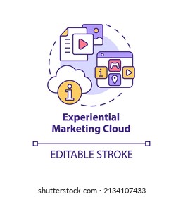 Experiential marketing cloud concept icon. E-commerce business promotion abstract idea thin line illustration. Isolated outline drawing. Editable stroke. Arial, Myriad Pro-Bold fonts used
