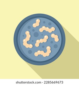 Experimento bacteria icono vector plano. Plato de Petri. Ciencia de virus