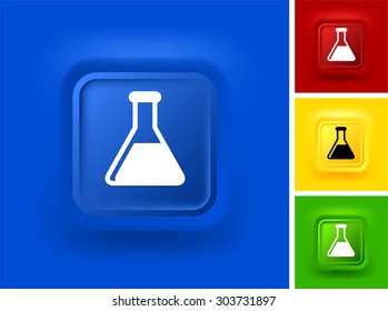 Experiment Beaker on Blue Bevel Square Button