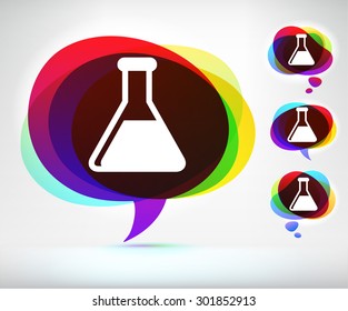 Experiment Beaker on Colorful Speech Bubble