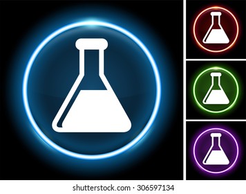 Experiment Beaker on Glow Round Button