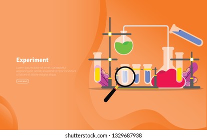 Experiment Concept Educational and Scientific Illustration Banner, Suitable For Wallpaper, Banner, Background, Card, Book Illustration or Web Landing Page, and use for marketing, business or promotion
