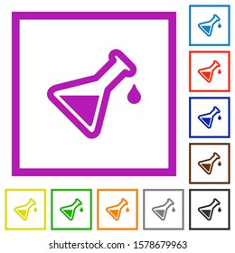 Experiment flat color icons in square frames on white background