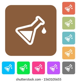 Experiment flat icons on rounded square vivid color backgrounds.