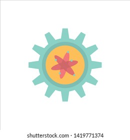 Experiment, Gear, Setting, Lab  Flat Color Icon. Vector icon banner Template