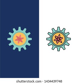 Experiment, Gear, Setting, Lab  Icons. Flat and Line Filled Icon Set Vector Blue Background
