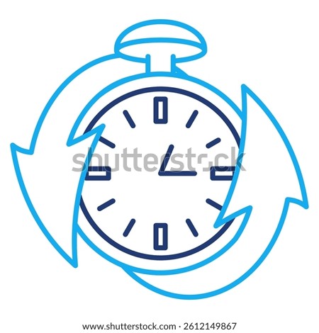 Experiment History icon represented by clock, circle arrow Dual Line style.