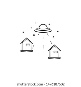 Experiment, house, ufo icon. Element of hand draw ufo icon