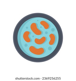 Experiment icon flat vector. Petri dish. Micro virus isolated