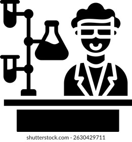 Ilustración vectorial de glifo de ícono de experimento