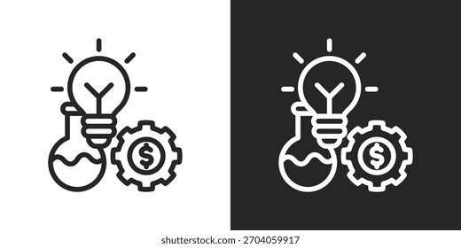 Experiment Icon In Line Version On Black And White Background