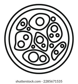 Vector de contorno de icono de experimentación. Plato de Petri. Microvirus