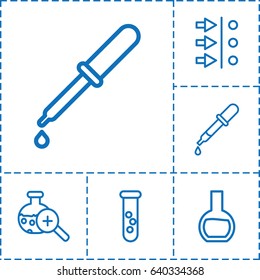 Experiment icon. set of 6 experiment outline icons such as pipette, test tube search, test tube