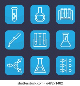 Experiment icon. set of 9 outline experiment icons such as pipette, test tube