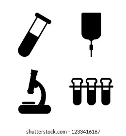 experiment icon set about chemistry, dropper and microscope vector set