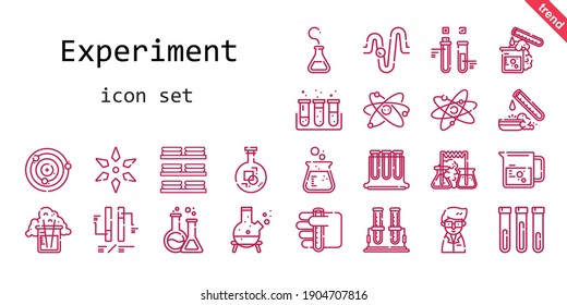 experiment icon set. line icon style. experiment related icons such as test tube, test tubes, scientist, physics, science, ph, dishes, flask, atom, beaker, atoms, 