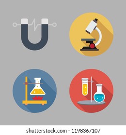 experiment icon set. vector set about magnet, flasks, flask and microscope icons set.