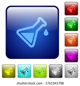 Experiment icons in rounded square color glossy button set