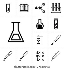 Experiment icons. set of 13 editable outline experiment icons such as test tube, pipette