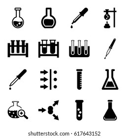 Experiment icons set. set of 16 experiment filled icons such as pipette, test tube, test tube search