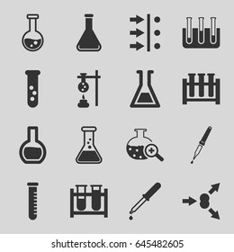 Experiment icons set. set of 16 experiment filled icons such as test tube, pipette, test tube search