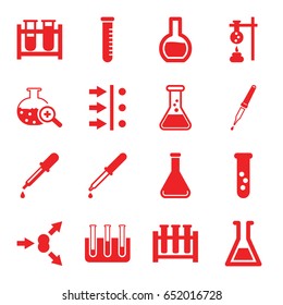Experiment icons set. set of 16 experiment filled icons such as pipette, test tube, test tube search