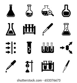 Experiment icons set. set of 16 experiment filled icons such as pipette, test tube, test tube search