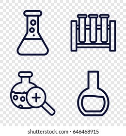 Experiment icons set. set of 4 experiment outline icons such as test tube search