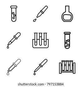Experiment icons. set of 9 editable outline experiment icons such as pipette