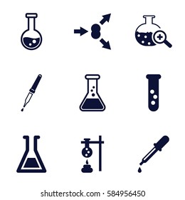 experiment icons set. Set of 9 experiment filled icons such as pipette, test tube search, test tube