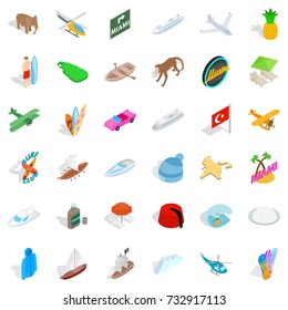 Experiment icons set. Isometric style of 36 experiment vector icons for web isolated on white background