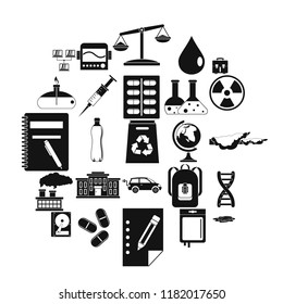 Experiment icons set. Simple set of 25 experiment vector icons for web isolated on white background