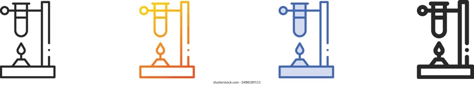 Icono de experimento.Diseño lineal delgado, degradado, trazo azul y estilo audaz aislado sobre fondo blanco