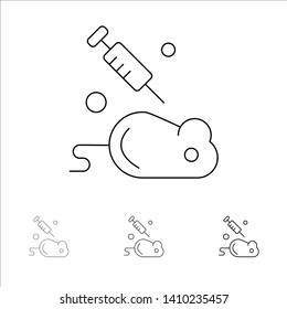 Experiment, Laboratory, Mouse, Science Bold and thin black line icon set